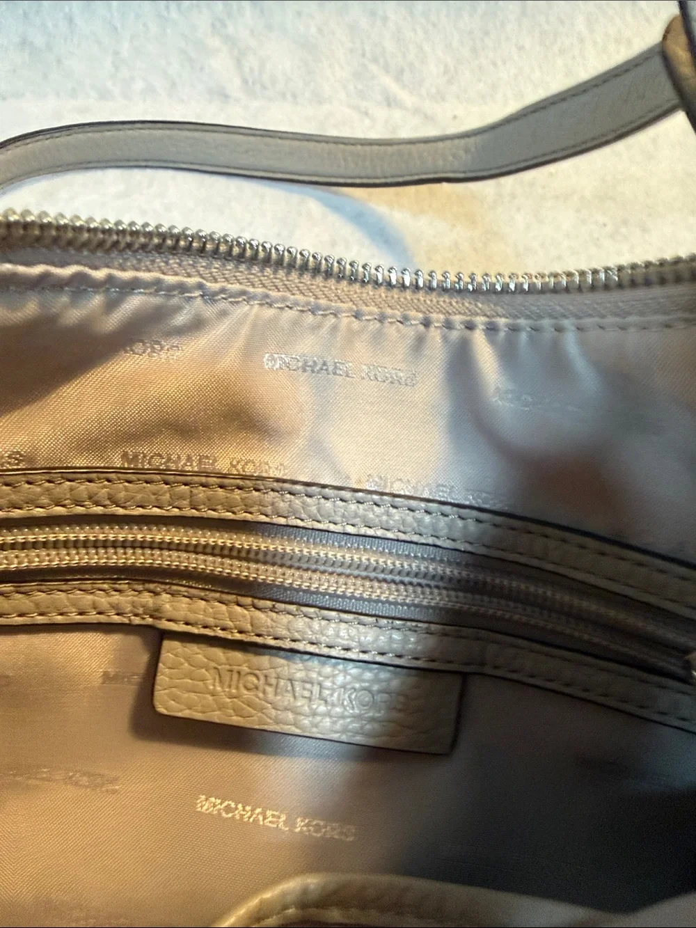 MICHAEL KORS Pebbled Leather Crossbody in Gray